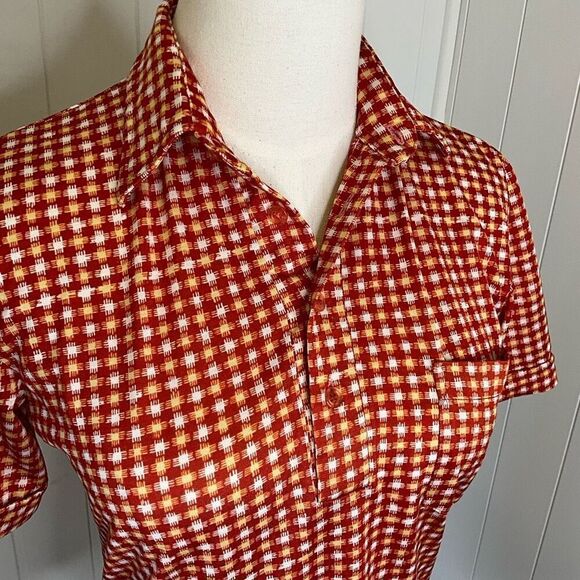 Ralph Lauren Womens Small Popover Polo Top Red White Dot Pattern Short Sleeves - Picture 2 of 11